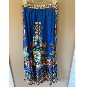 Forever 21 Tribal Print Blue Maxi Skirt